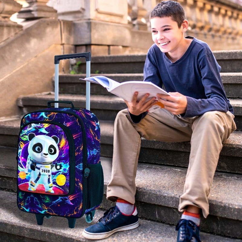 FTJCF Store 18" Boys Suitcase, Kids Toddler Carry on Luggage with Wheels, Cool Panda Travel Rolling Set(Black) - Image 5